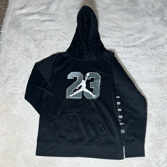 Nike Air Jordan 23 Black Hoodie Pullover Sweatshirt Youth Boys SZ L 12-14 Years - Picture 1 of 13
